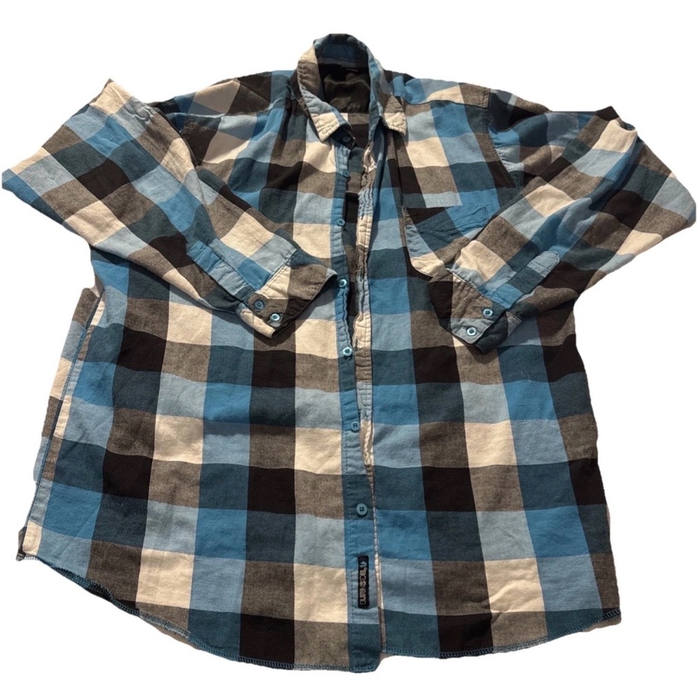 Burnside Men's 2xL Yarn-Dyed Long Sleeve Flannel Shirt Blue Plaid